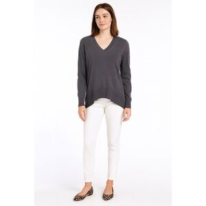 Banana Republic Womens Steel Gray Hi Lo Casual V Neck Sweater, Size XS